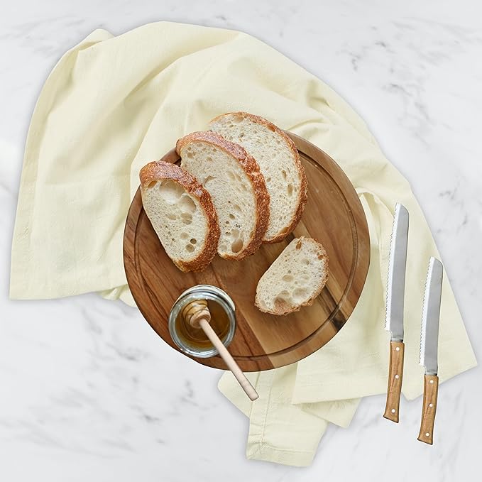 Urban Villa Flour Sack Light Yellow Kitchen Towels 100% Cotton Highly Absorbent Dish Towels for Bread Proofing Baking Drying Dinnerware Glass Embroidery DIY Projects Zero Lint 27x27 Inches (12 Pack)