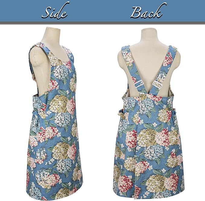 NEOVIVA Kitchen Aprons for Women with Pockets,Cooking Aprons for Women,Vintage Apron for Baking Gardening,Gifts for Mothers