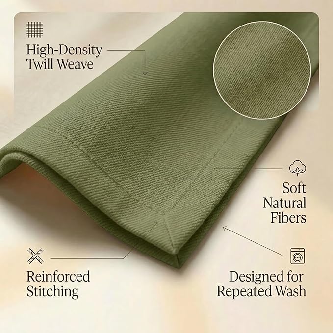 Accent Home 100% Cotton Napkins, Delicate Cloth Napkins for Dinners, Parties and Weddings，18 x 18 Inch Set of 6 - Olive Green
