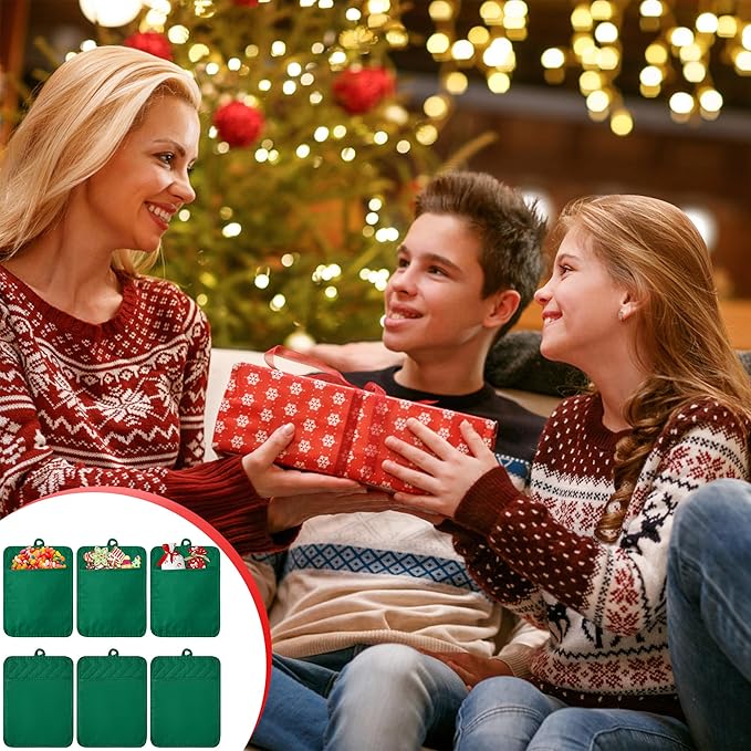 R HORSE 6Pcs Pot Holder for Kitchen Christmas Green Potholders with Pockets Cotton Heat Resistant Potholder Terry Coaster Oven Mitts Hot Pads for Baking Cooking Christmas Pot Holder Gift 7''x9''