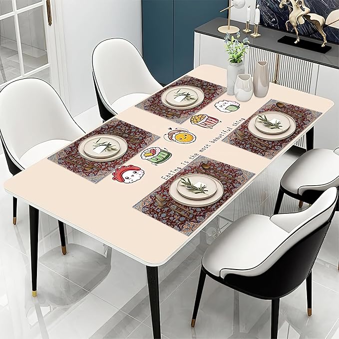 Abstract Ethnic African Geometric Boho Placemats Set of 6 Place Mats for Kitchen Table Washable Farmhouse Linen Table Mats Dining Decoration 12x18 Inch