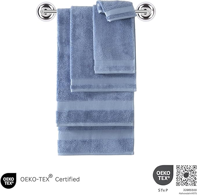 Classic Turkish Towels CTT - Luxury 6 Piece Towel Set, 100% Turkish Cotton, Quick Drying, Highly Absorbent & Comfy, Includes 2 Bath Towels, 2 Hand Towels & 2 Washcloths | (Blue)