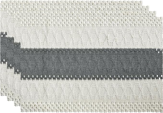 Artoid Mode Dark Grey Farmhouse Rustic Placemats Set of 4,12x18 Inch Seasonal Holiday Hollow Table Mats Party Kitchen Dining Decoration