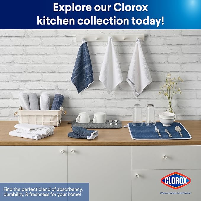 Clorox Waffle Bar Mops - Microfiber Quick Dry Extra Large Dishcloths - Absorbent Multipurpose Cleaning Cloths for Restaurants, Kitchen, Bathroom, Hotel - 16" x 19" - White 6 Pack