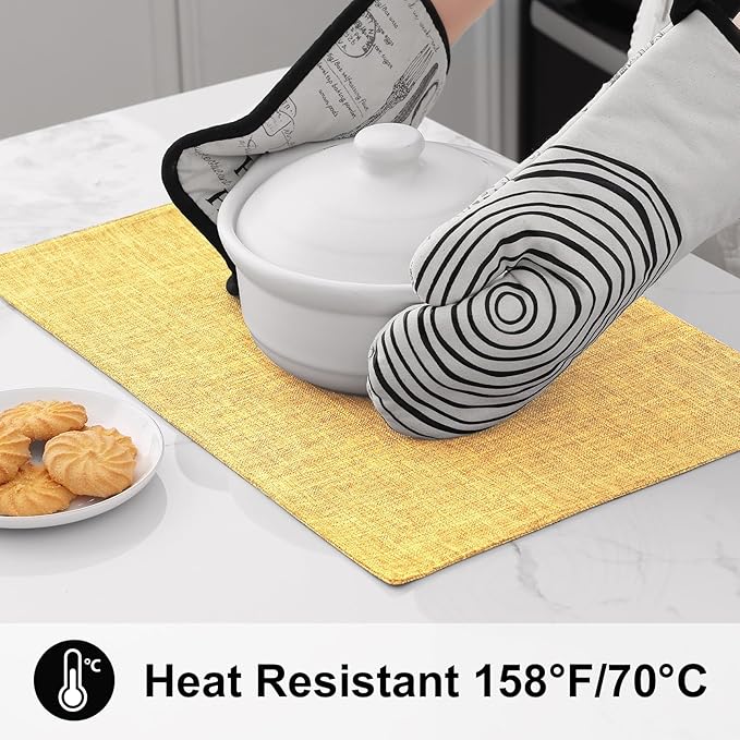 homing Cotton Linen Placemats Set of 6, Cloth Washable Farmhouse Dining Table Mats for Indoors & Outdoors, Easy to Clean, Mustard Yellow, 13 x 19 Inch