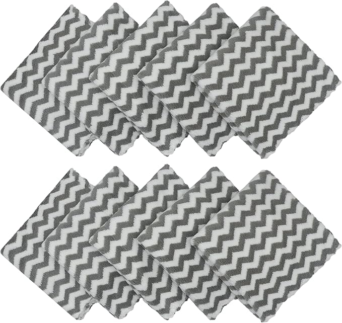 Microfiber Cleaning Cloth Lint Free Cleaning Rags, 10 Pack Fast Drying Dish Rags for Cleaning, Super Absorbent Kitchen Dish Cloths for Wash Dishes,12 in x 12 in (Grey)
