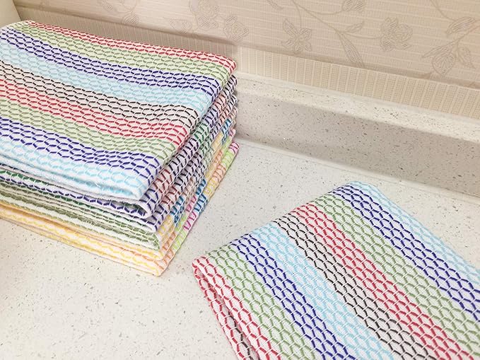 Mia'sDream Cleaning Rags Tidy Cotton Dish Cloths Dish Rags Cleaning Cloth, Absorbent Odor Free Dishcloths Kitchen Dish Towels, 13inch x 13inch 8 Pack Multi Colors
