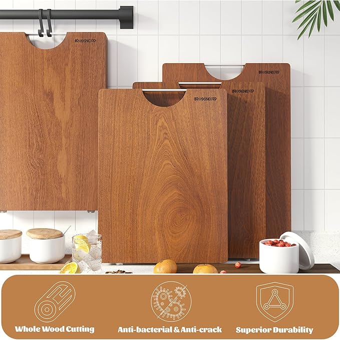 Brosisincorp Real Solid Sapele Cutting Board One Piece No Glue Non Toxic All Whole Single Wood Butcher Block Thick Hard Wood Heavy Duty Edge Grain (X-Large, 17.71"L*11.81"W*1.18"Th)