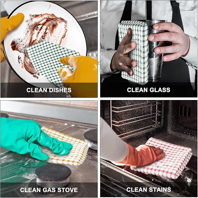 Nialnant 8 Pcs Kitchen Dish Rags,100% Cotton Kitchen Towels Soft Absorbent Quick Drying Dish Cloths for Washing Dishes,Cleaning rags-11 x 11In Dark Green