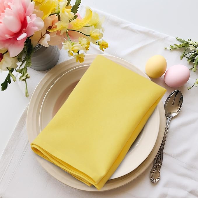COTTON CRAFT Easter Cloth Napkins - Set of 8 Soft 100% Cotton Assorted Table Napkins - 2 Each in Pink, Blue, Yellow, Green – Reusable Machine Washable Spring Summer Multi-Color Napkins - 17x17
