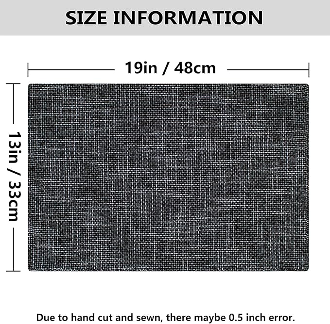 Kevin Textile Halloween Table Mats Set of 4 Heat Resistant Washable Placemats for Parties Buffet Dinner, 13 x 19 inches, Black