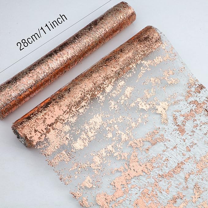 Snowkingdom 2 Pieces Rose Gold Table Runner 11"x108" Glitter Sequin Metallic Pink Thin Mesh Runner Sparkly Table Decorations for Wedding, Bridal Shower, Baby Shower Birthday Party