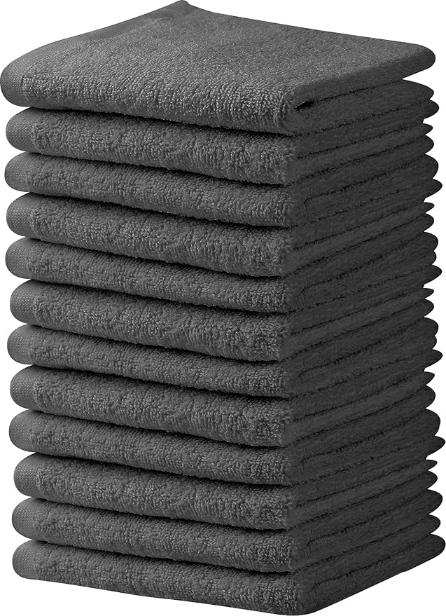 Towel and Linen Mart Grey Salon Towels, Pack of 12 (Not Bleach Proof, 16 x 27 Inches) Highly Absorbent Towels for Hand, Salon, Gym, Beauty, Spa, and Home Hair Care (Grey) 12 Pack