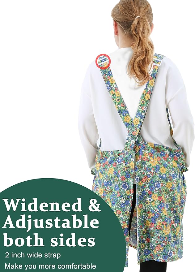 Big Plus Size Aprons for Women with Pockets Cotton Linen Baking Kitchen Cooking