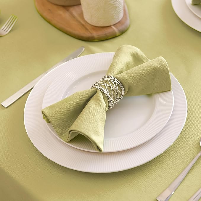 Encasa XO Sage Green Cloth Napkins Set of 6, 17"x17" | Solid Color Cotton Dinner Napkins | Washable & Reusable Wedding Napkins for Holiday Dinners, Party, & Everyday Table Decor