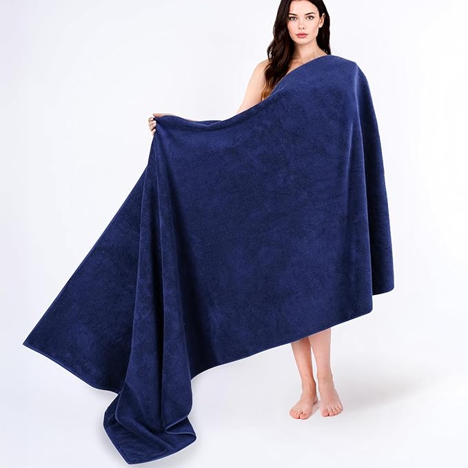 Cotton Paradise 100% Cotton 40x80 Oversized Bath Sheet, Extra Large Turkish Bath Towels for Bathroom, Navy Blue Bathsheet