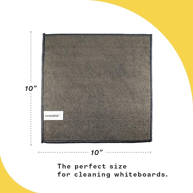 Remooble Microfiber Cleaning Cloth, Streak Free Whiteboard Cleaning Rags, Dry Erase Microfiber Towels, Pack of 12, Size 10 x 10 inch (25 x 25cm)