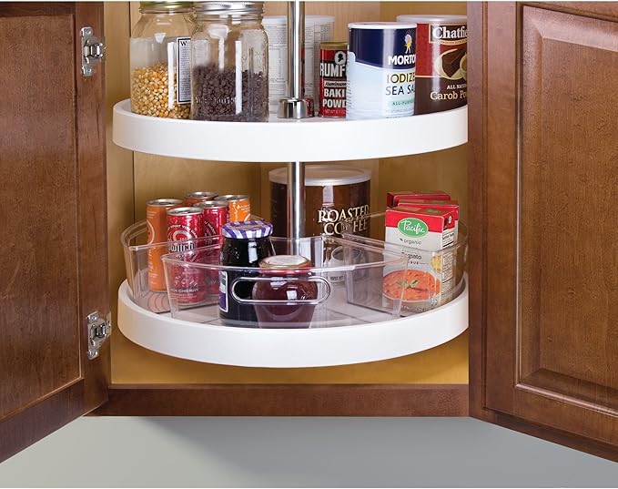 iDesign Plastic Lazy Susan Cabinet Storage Bin, BPA-Free 1/4 Wedge Container for Kitchen, Pantry, Counter, 12.56" x 7.33" x 4.05", Clear