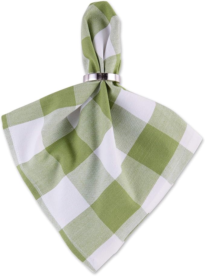 DII Buffalo Check Collection, Classic Farmhouse Cloth Napkin Set, 20x20, Antique Green, 6 Piece