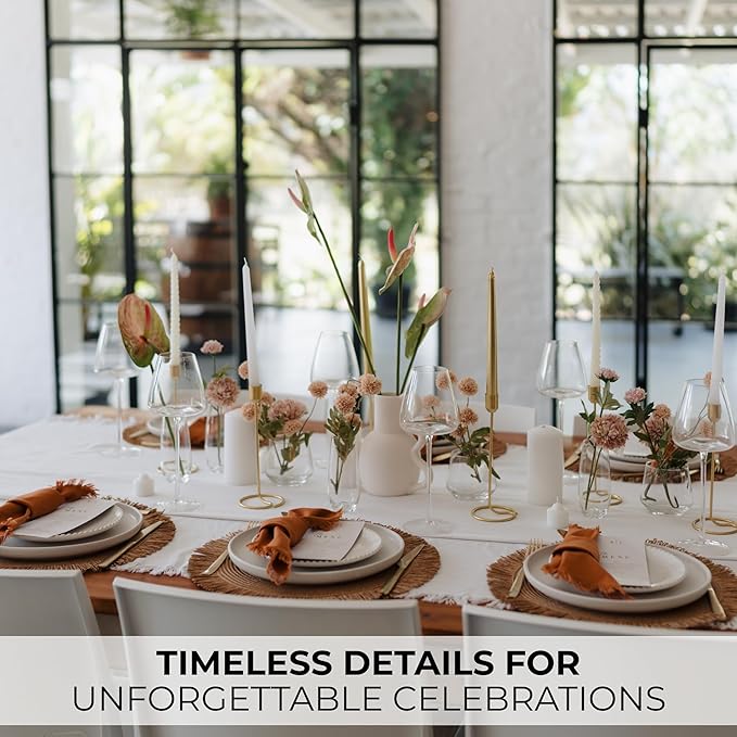 Decorative Boho Table Placemats Set of 6 with Matching Linen-Textured Napkins - Beautiful Natural Decor Elevates Your Dining Room or Kitchen Setting - Easy to Style & Mix with Linen Inspired Material