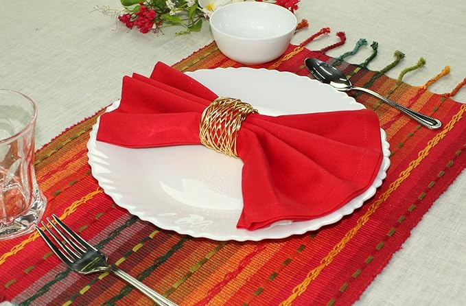 COTTON CRAFT Multicolor Cloth Napkins - Set of 12 Pure Cotton Everyday Lunch Dinner Napkin - Spring Summer Fall Holiday Birthday Party Gift - Soft Washable Absorbent Reusable Napkin - 17 x17