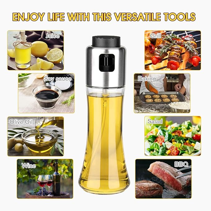 mafiti 2 pack Oil Dispenser Bottle 180ml/6Oz Olive Oil Dispenser Sprayer for Cooking Air fryer BBQ Grilling Salad Baking Kitchen Gadgets Accessories