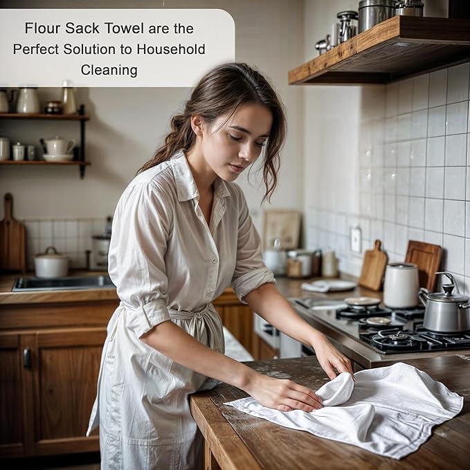 ZOYER Flour Sack Towels 28" x 28", 12 Pack - 100% Cotton Dish Towel - Machine Washable TeaTowels, Ultra Absorbent BarTowels, Dish Cloth Perfect for Drying Dishes & Cleaning - Kitchen Linen Set
