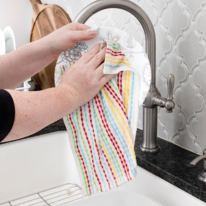 Ritz Pebble Bar Mop Towels: Highly Absorbent and Super Soft, 100% Cotton, Durable Super Absorbent Kitchen Bar Towels for Wiping Tables and Counters, 12x12, 6-Pack, Multi