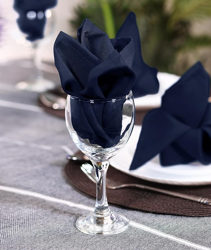 Utopia Home Navy Blue Cloth Napkins (12 Pack, 20x20 Inches), Ideal Dinner Napkins for Party, Wedding and Lunch/Dinner