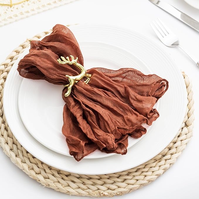 100 Pack Terracotta Cheesecloth Napkins 21x21 Inches Terracotta Cloth Napkins Washable Set of 100 Dinner Table Napkins for Wedding Bridal Baby Shower Rustic Boho Cotton Gauze Summer Party Table Decor