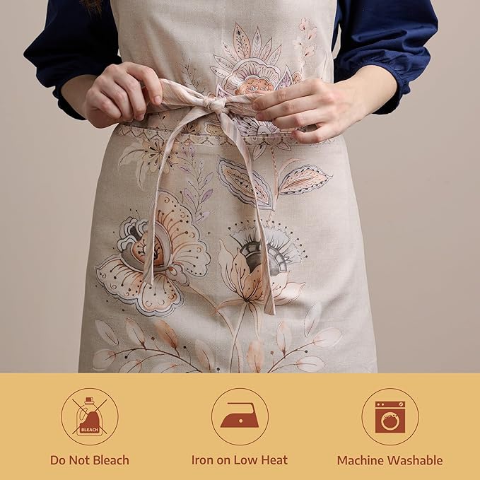 Maison d' Hermine 100% Cotton Apron for women with Pocket Kitchen Chef Apron for Men Cooking Mothers Day Gifts