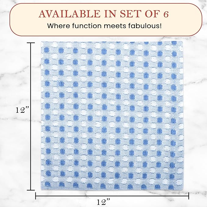 Vintage Vista 100% Cotton Dish Cloths (Pack of 6) - Dish Rags for Washing Dishes - Reusable & Highly Absorbent Kitchen Towels - Kitchen Rags fo Easter - (12" x 12" - Multicolor Honeycomb)