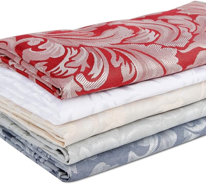 EHouseHome Damask Jacquard Cloth Napkins Waterproof Spillproof Polyester Fabric Napkins Burgundy, Set of 12, 17 x 17 Inch