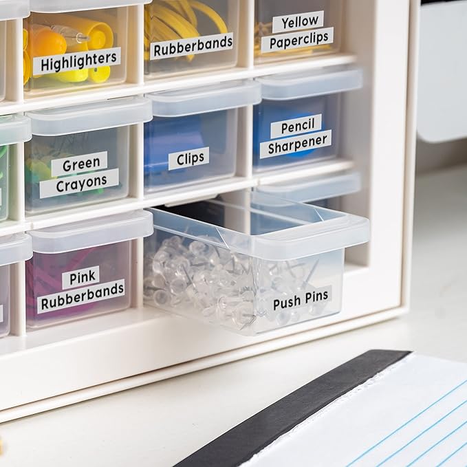 IRIS USA Small Plastic Storage Drawers, 16-Drawer Organizer, Made in USA, Stackable Teacher Toolbox for Crafts, Art Supplies, Nuts, Bolts, Building Bricks, Drink Mix & Water Flavor Packets – White