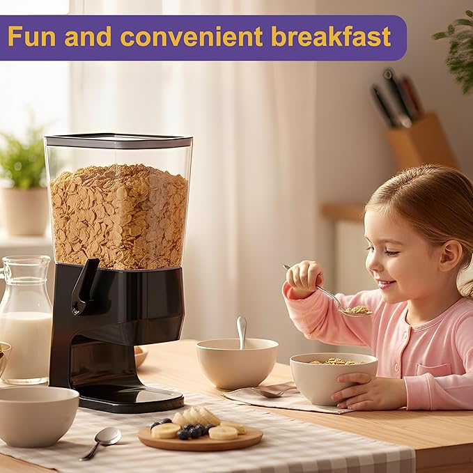 Cereal Dispenser Countertop, Kitchen Organization Cereal Containers Storage, 3.2L Candy Dispenser Plastic Cereal Dispenser for Pantry, Snack Containers Can Hold Granola, Dry Food, Grain, Black, 2Pc