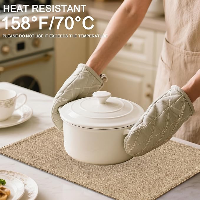 Homaxy Cloths Placemats for Dining Table Set of 6, Heat Resistant Washable Cotton Linen Blend Table Mats, Easy to Clean Place Mats for Indoor Outdoor Party Kitchen Decoration, 13" x 19", Flaxen
