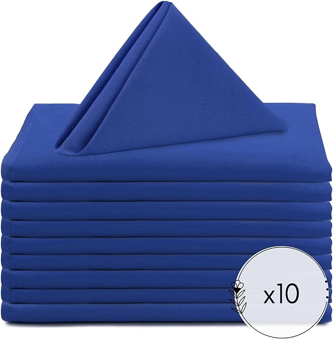Your Chair Covers Cloth Polyester Napkins, 20 x 20 Inch, Washable Dinner Fabric Linen Napkins with Hemmed Edges for Restaurant, Wedding and Holiday Pack of 10 (Royal Blue)