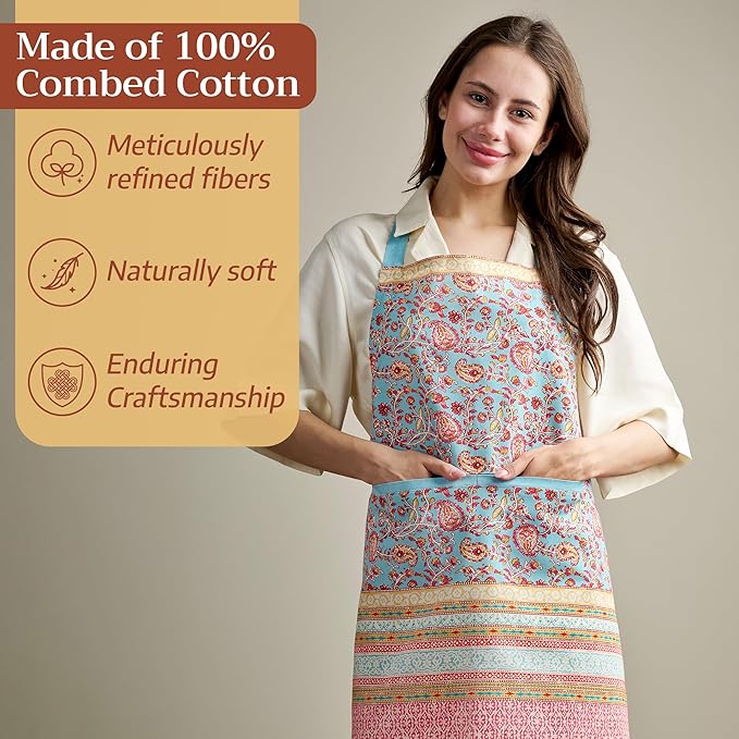 Maison d' Hermine 100% Cotton Apron for women with Pocket Kitchen Chef Apron for Men Cooking Mothers Day Gifts
