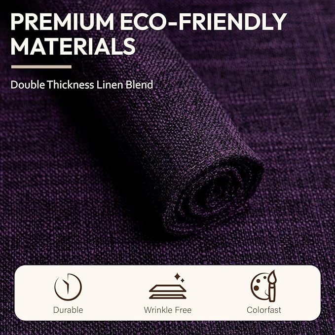 Blue Forest Placemats Set of 4, Dual-Layered Thickened Faux Linen Cloth Place Mats Heat Resistant Machine Washable Wrinkle Free Table Mats Indoor/Outdoor (Purple)