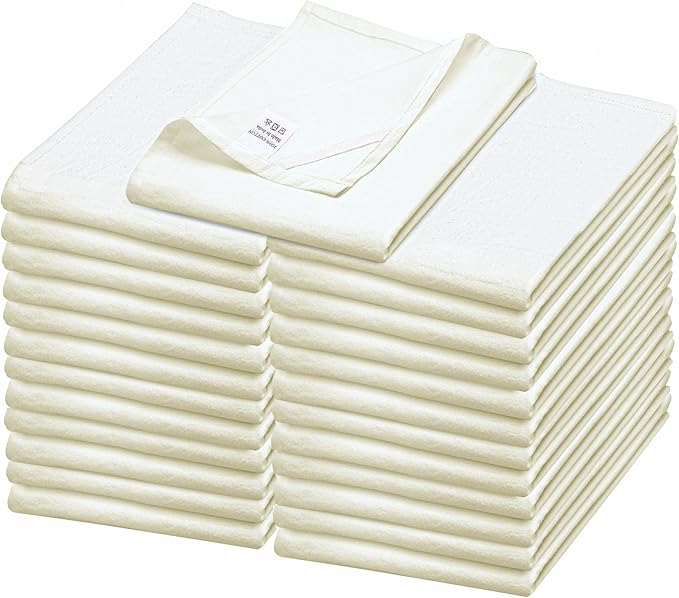 WHITEWRAP Flour Sack Towels| TeaTowel for Crafts| Kitchen Dish Cotton Blank Towel for Embroidery|Baking Bread Proofing Linen Cover| Thick Absorbent Quick Dry|24 Pack 15"x25" Natural