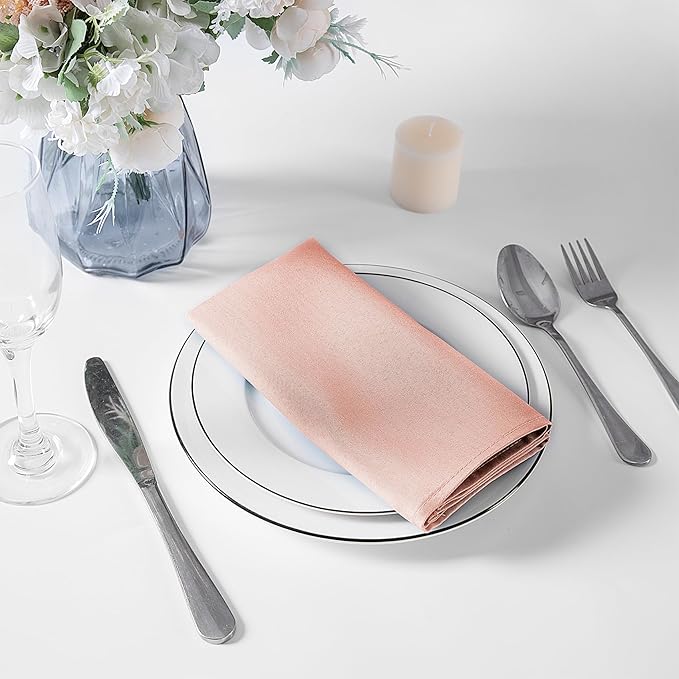 Bailarina Cloth Napkins Set of 40,17x17 inches Dinner Napkins Cloth Washable,Polyester Square Table Cloth Napkin Bulk with Hemmed Edges Ideal for Banquets, Parties and Weddings-Dusty Pink