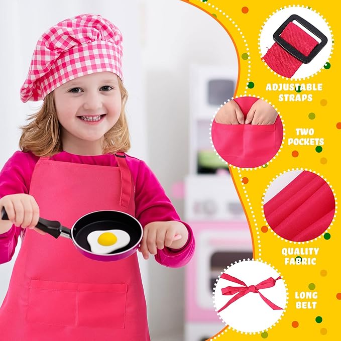 Handepo 36 Pcs 12 Colors Kids Aprons Bulk L for 7-13 Age Adjustable Children Chef Aprons with Pockets Kids Painting Apron for Cooking Baking Crafting Art Activity