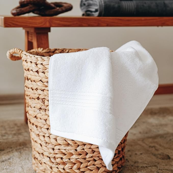 Milara Turkish Bath Towels Set of 6| 2 Bath Towels, 2 Hand Towels & 2 White Wash Cloths with Elegant White & Anthracite (Dark Gray) Colors | 700 GSM Premium Quality Cotton Ultra-Soft & Absorbent