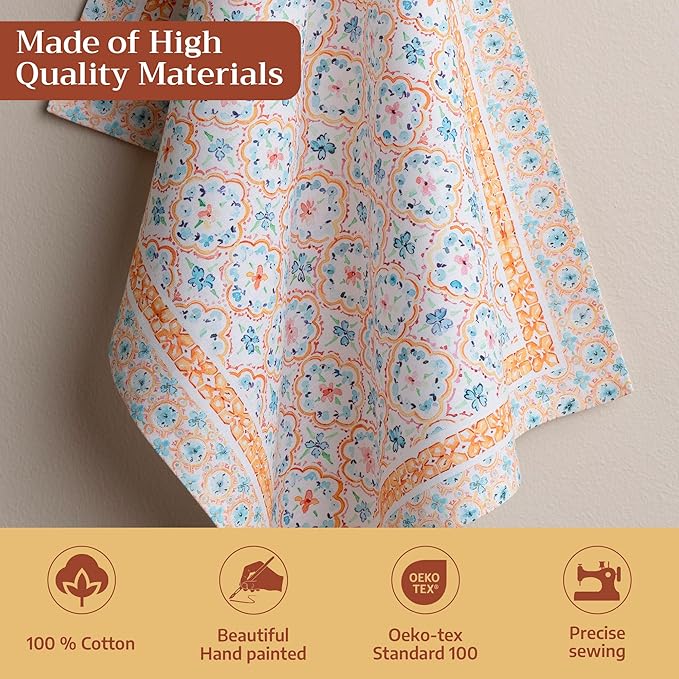 Maison d' Hermine Kitchen Towels Set of 3 100% Cotton 27.50" x 20" Reusable Cloth Tea Dish Towels Absorbent with Hanging Loop for Kitchen Gifts for Mothers Day Spring/Summer (Summer Whisper)
