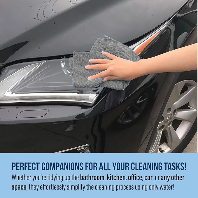 GREEN LIFESTYLE Microfiber Cleaning Cloth 11.5" x 11.5" 150 Pack - Edgeless Microfiber Towels for Cars, Cleaning Rags, Lint Free Car Microfiber Towel, Reusable Cleaning Cloths for House, Garage (Grey)