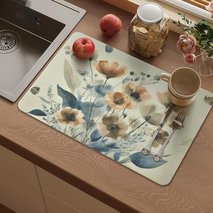 Vinyl Placemats Set of 4-12x17 Inch - Heat Resistant Washable Place Mats Waterproof Non-Slip Wipeable Table Mats for Dining Table Decor, Spring Outdoor Plastic Placemat