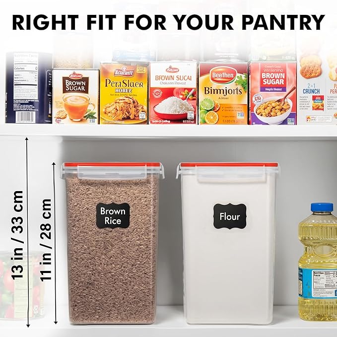 WHITE FEATHER SUPPLIES 2 PC [6.5L / 220 Oz] Large Flour Sugar Storage Containers - Leak Proof, BPA Free, Clear Plastic Food Storage Containers with Lids Airtight - Bulk Storage for Kitchen and Pantry