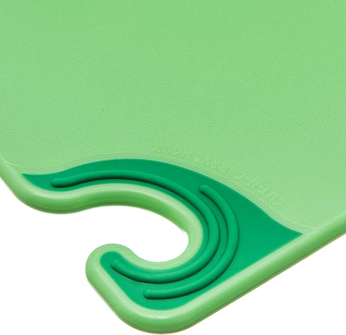 San Jamar Saf-T-Grip Plastic Cutting Board with Safety Hook, 12" x 18" x 0.5", Green (Pack of 2)