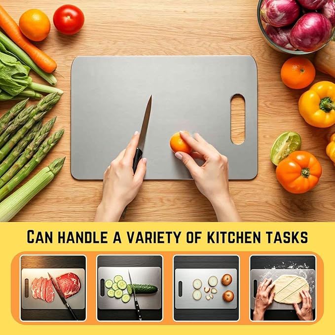 Titanium Cutting Board, 100% Pure Titanium Cutting Boards for Kitchen – Non Stick, Food-Grade, Hygiene & Durability Chopping Mat, Double Sided Chopping Board, Dishwasher Safe (15 x 11 Inch)