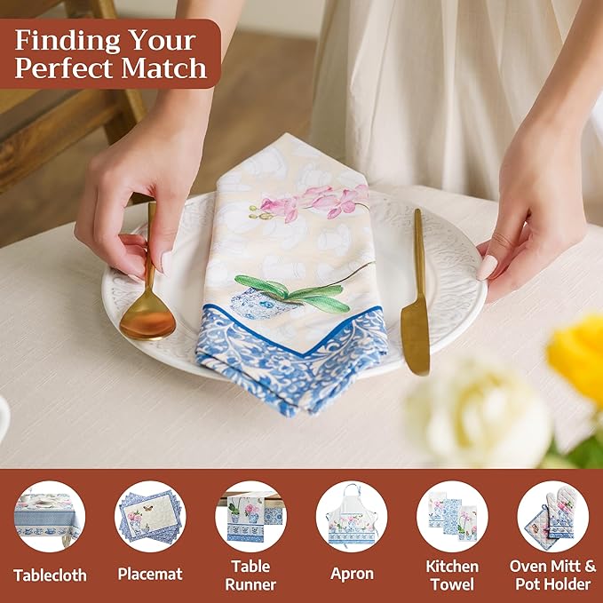 Maison d' Hermine Cloth Napkins Set of 4 100% Cotton Everyday Reusable Square Napkins Cloth Washable Dinner Party Wedding Restaurant Gifts for Mothers Day Spring/Summer (Canton, 20" x 20")